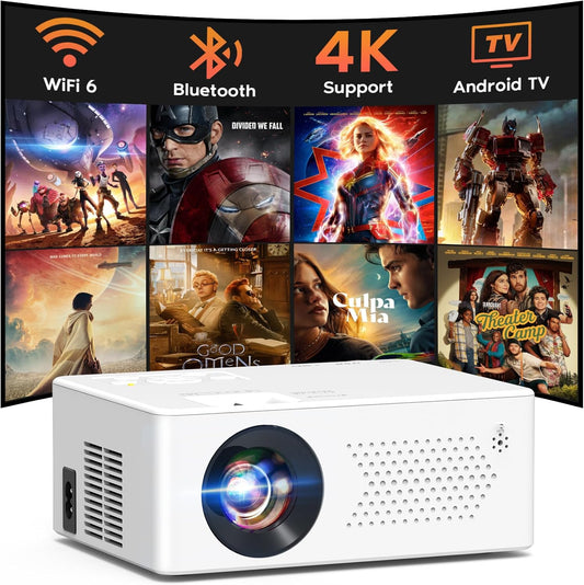 [2025 Built-in-Apps] PURSHE Smart Mini Projector with WIFI and Bluetooth, Full HD 1080P 4K Supported Portable Outdoor Movie Projector with Zoom, Home Cinema for Game/Phone/HDMI Devices (APP Version)