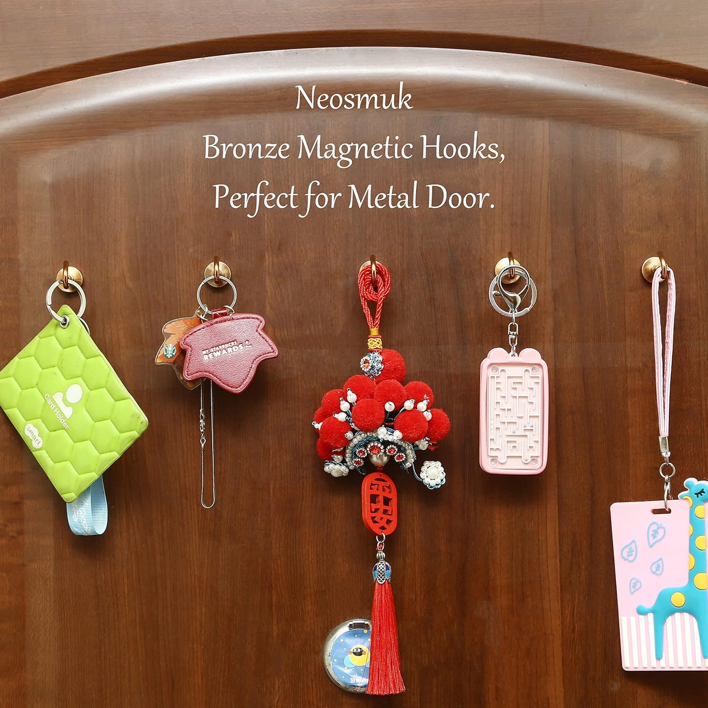 Neosmuk Magnetic Hooks,30lb Heavy Duty Earth Magnets with Hook for Refrigerator, Extra Strong Cruise Hook for Hanging, Magnetic Hanger for Curtain, Grill (Bronze, 4 Pack)