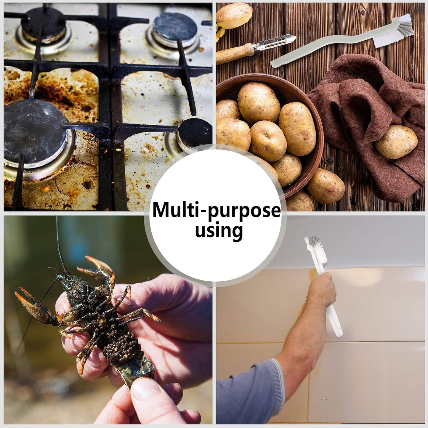 Patelai 4 Pieces Cleaning Brush Sets Small Scrub Brush Household Use for Cleaning Bottle Sink Kitchen Sink Corner Dish Edge Grout Bathroom Sliding Door Window Track(White)