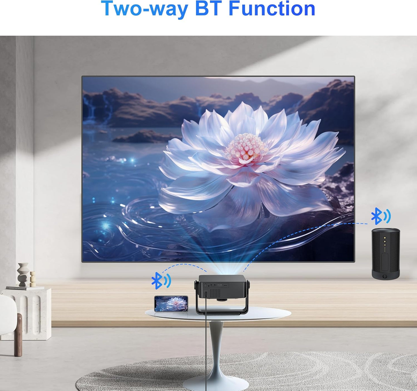 【NEW】Mini Projector with WiFi and Bluetooth,YouTube, Screen mirroring and more. Auto Focus & Keystone, Native 1080P, 300 ANSI Lumen, Indoor/Outdoor Home Movie Projector by IOLIEO