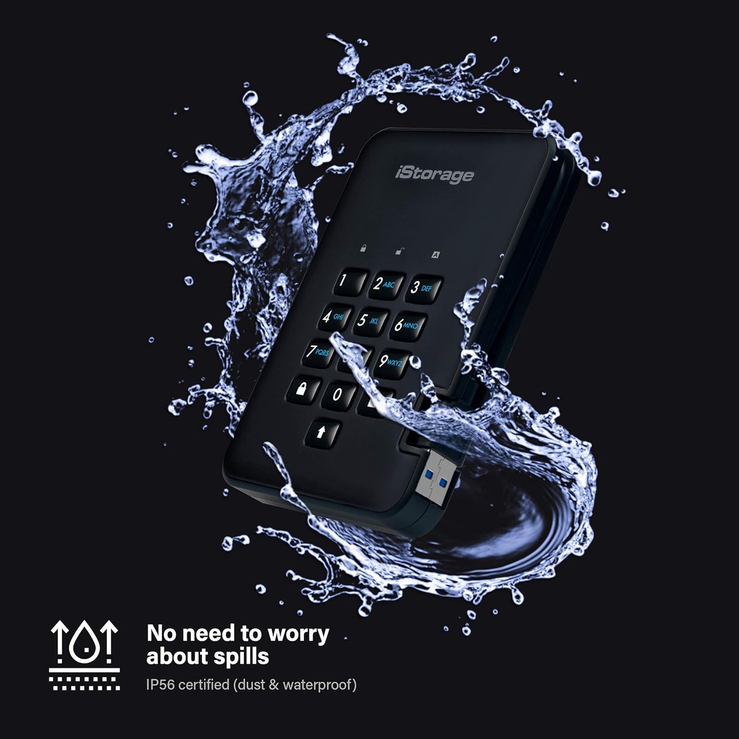 iStorage diskAshur2 HDD 500 GB | Secure Portable Hard Drive | Password Protected | Dust/Water-Resistant | Hardware Encryption