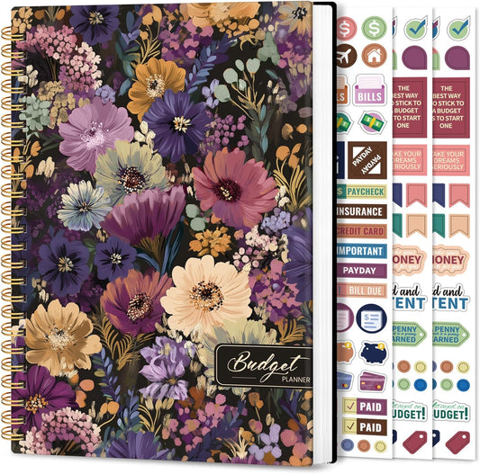 Aesthetic Budget Planner - Monthly Finance Planner with Expense Tracker, Undated Bill Organizer, Budget Notebook to Manage Your Finances, Account Budget Book with Colorful Pattern - Midnight Bloom