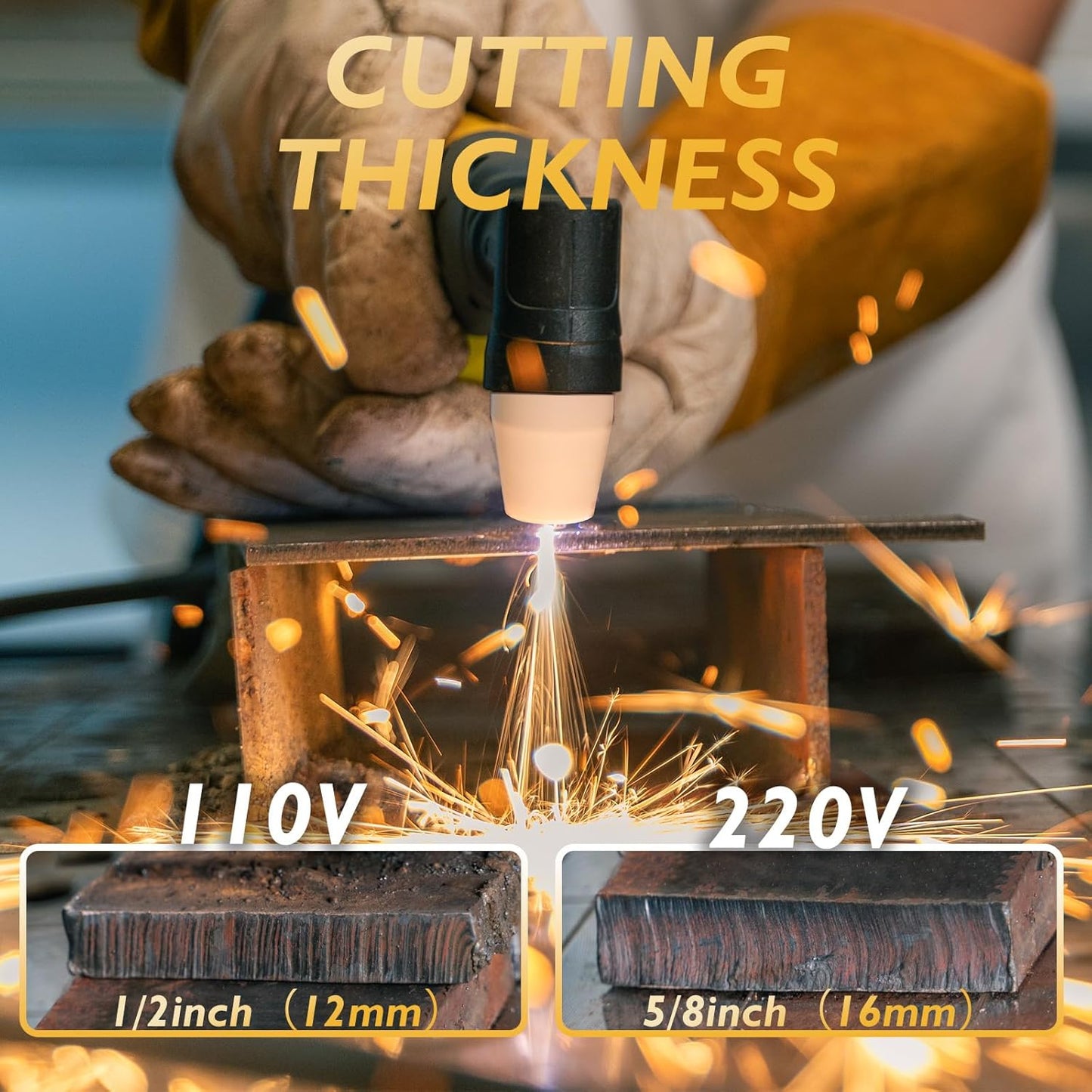 TOOLIOM Large LCD Display Plasma Cutterï¼, 50A Dual Voltage 110V/220V Metal Cutting Machine with Air Pressure Display and 2T/4Tï¼, 1/2" Clean Cut