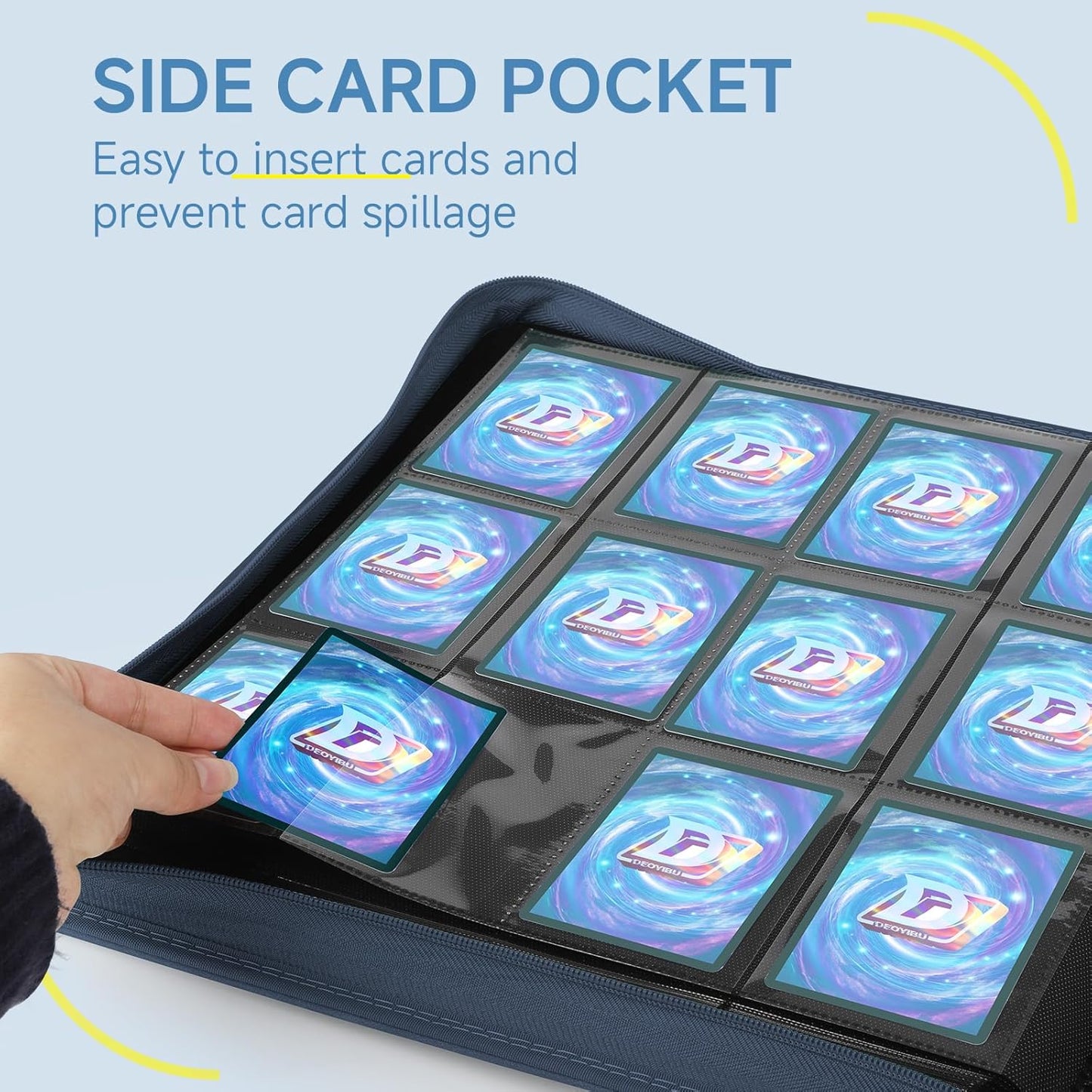 Trading Card Binder with Zip,12 Pockets Card Binder,720 Double Sided Pocket Card Collection Binder,Card Album Card Folder for MTG,TCG,Sports Cards,Game Cards,Navy Blue