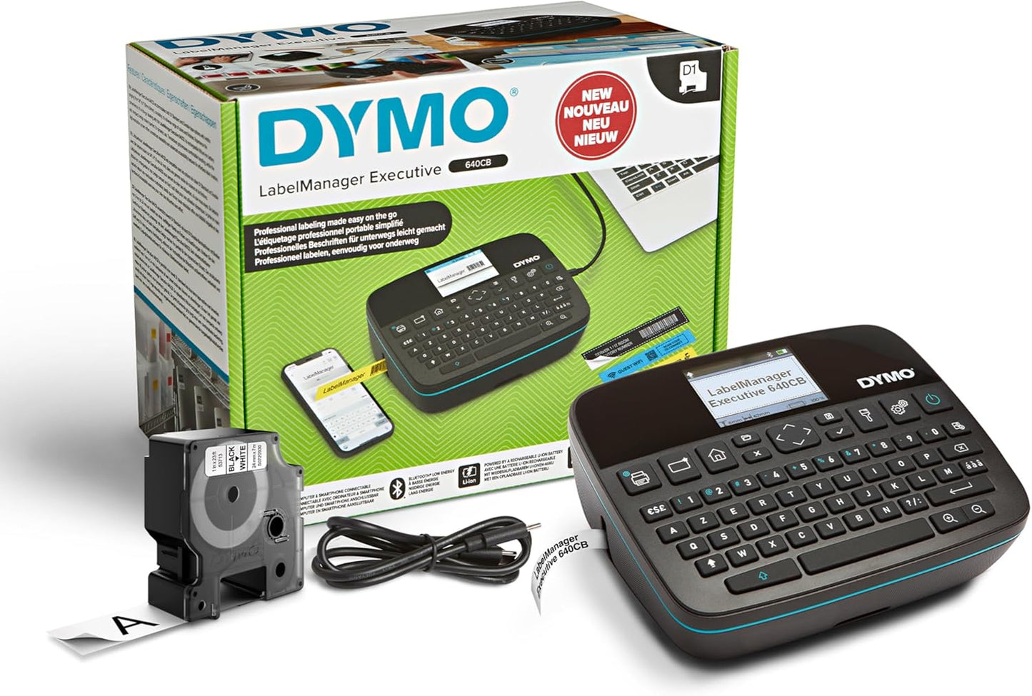DYMO LabelManager Executive 640 CB Portable Label Printer | Compact Label Maker Machine with QWERTY Keyboard | Bluetooth & USB Connectivity | Compatible D1 Standard & Durable Labels