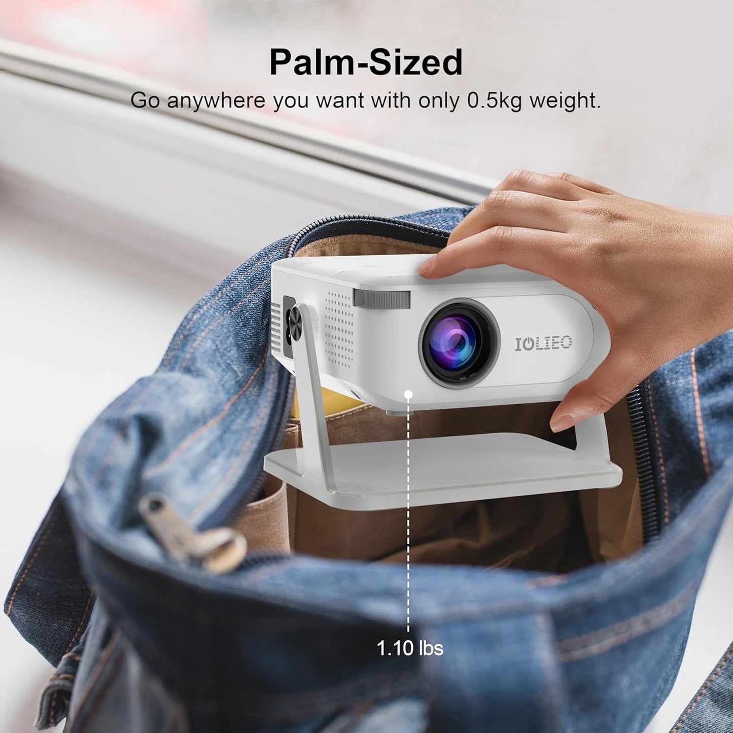 【NEW】Mini Projector with WiFi and Bluetooth,YouTube, Screen Mirroring and more. Full HD 1080P, Indoor/Outdoor Home Movie Projector by IOLIEO