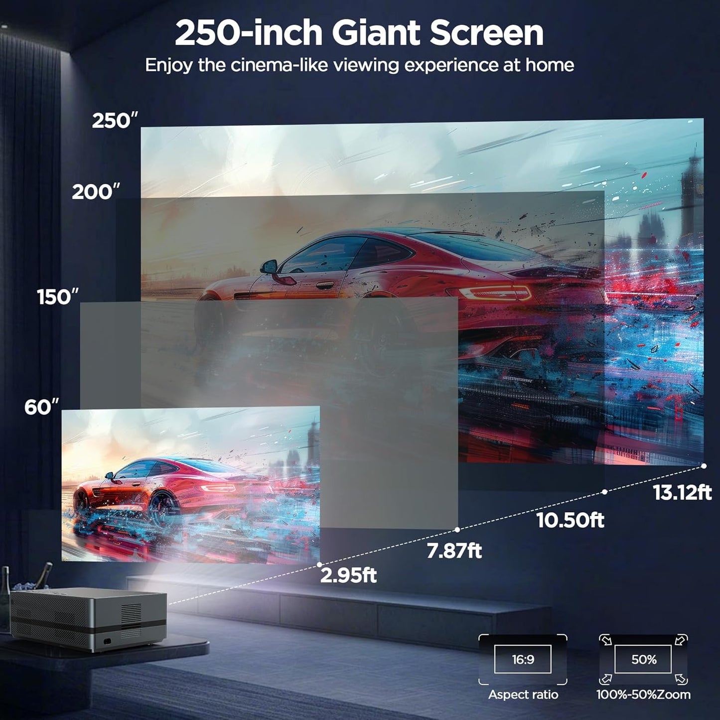 [Netflix Officially-Electric Focus]Projector with WIFI & Bluetooth, 4K Full HD 1080P Portable Projector, Auto Keystone, DoLby Audio, 360 ANSI Lumen Projector with HDMI/USB/AV Input, for Indoor Outdoor