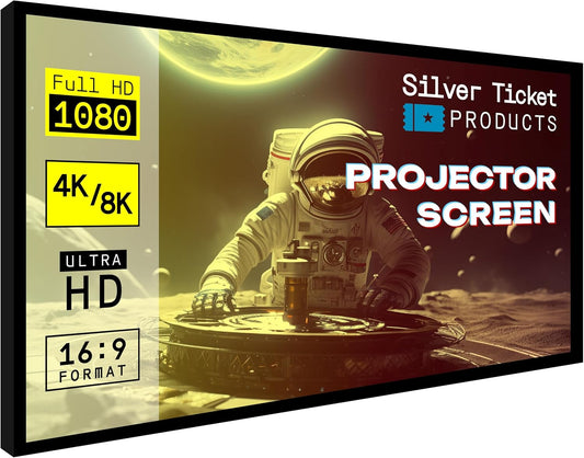 Silver Ticket Products STR Series 6 Piece Home Theater Fixed Frame 4K / 8K Ultra HD, HDTV, HDR & Active 3D Movie Projection Screen, 2.35:1 Format, 138" Diagonal, Silver Material STR-235138-S