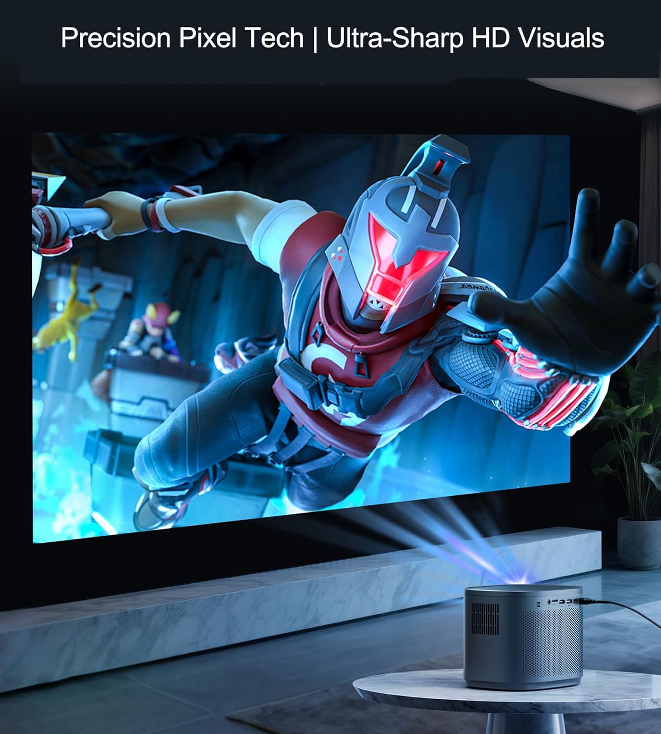 Miroir Mini Projector, Home HD Projector with Built-in Speaker, Auto Focus, Keystone Correction, Portable for Outdoor Movies, Compatible with Smartphone, TV Stick, Laptop, HDMI, USB