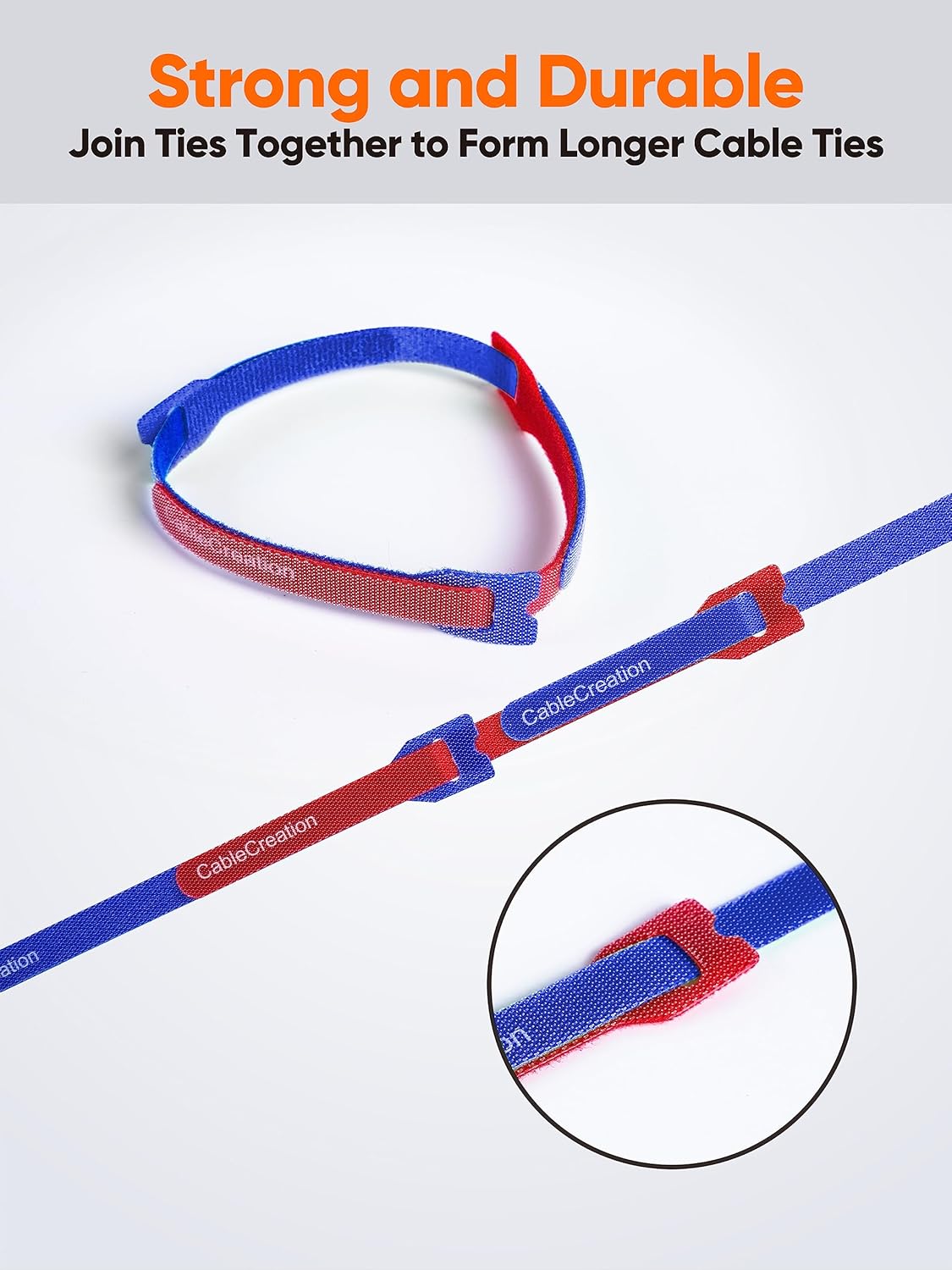 CableCreation Cable Ties, 60PCS Reusable Fastening Cable Management/Wire Organizer Cord, Hook and Loop Microfiber Cloth Cord Ties, 6-Inch (Multi-Colored)