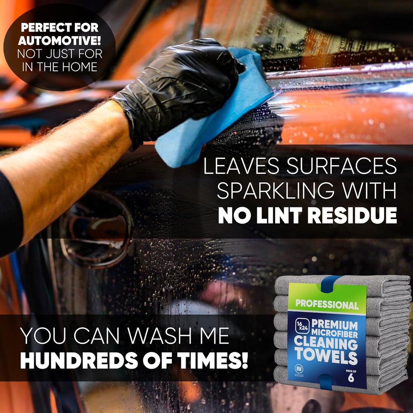 Microfiber Wholesale 16" x 24" Pro Multi Surface Microfiber Towels | 6 Pack (Gray)