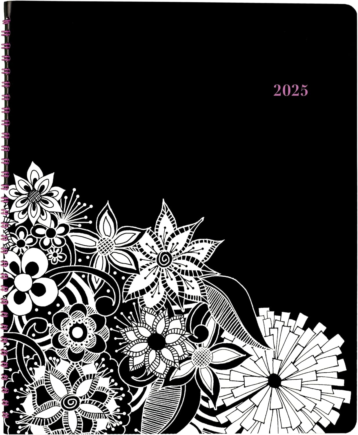 Cambridge 2025 Appointment Book Planner, Weekly & Monthly, 8-1/2" x 11", Large, FloraDoodle, White and Black (589-905-25)