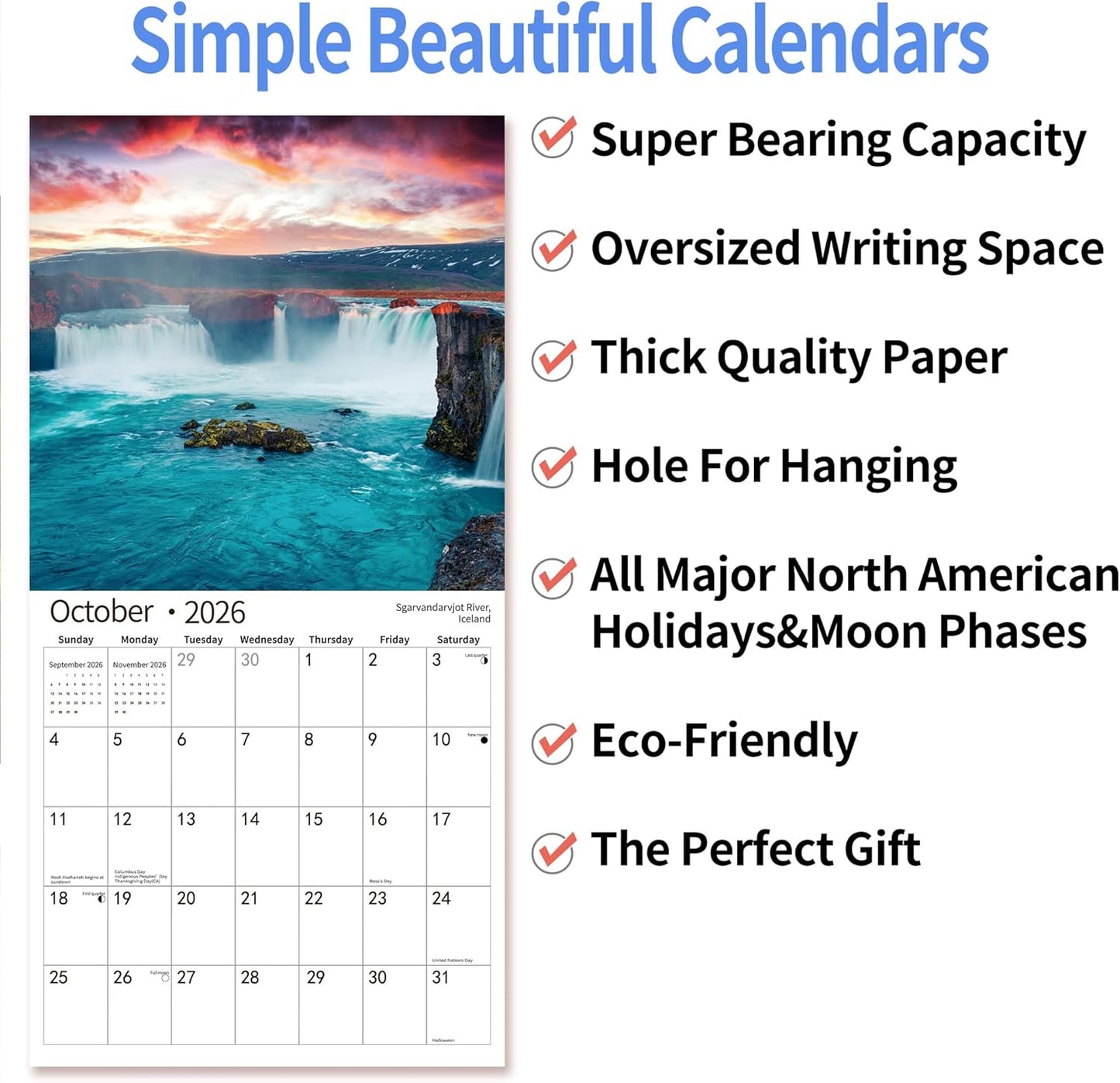 2026 Wall Calendar,Calendar 2026, July 2025 - December 2026, Wall Calendar Exotic Destinations, 12" x 24" Opened,Full Page Months Thick & Sturdy Paper for Calendar Organizing & Planning