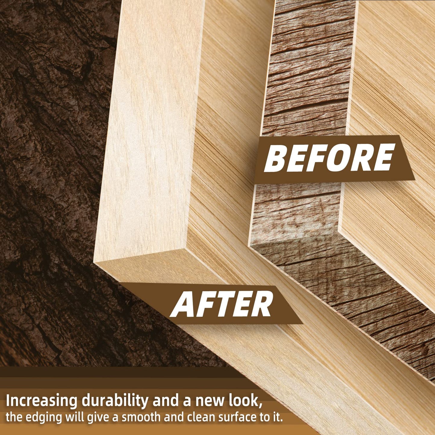 GSCIT Club Birch Edge Banding, 7/8 inch x 50ft roll of Veneer Edge Banding - Pre-glued Flexible, Real Wood Tape for Cabinet Repair & Furniture Restoration