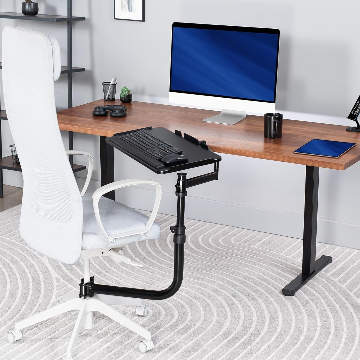 VIVO Office Chair Mounted 26 x 12 Inch Keyboard and Mouse Tray, Ergonomic Tilt, Full Motion 360 Degree Rotation, Black, MOUNT-KB18CP
