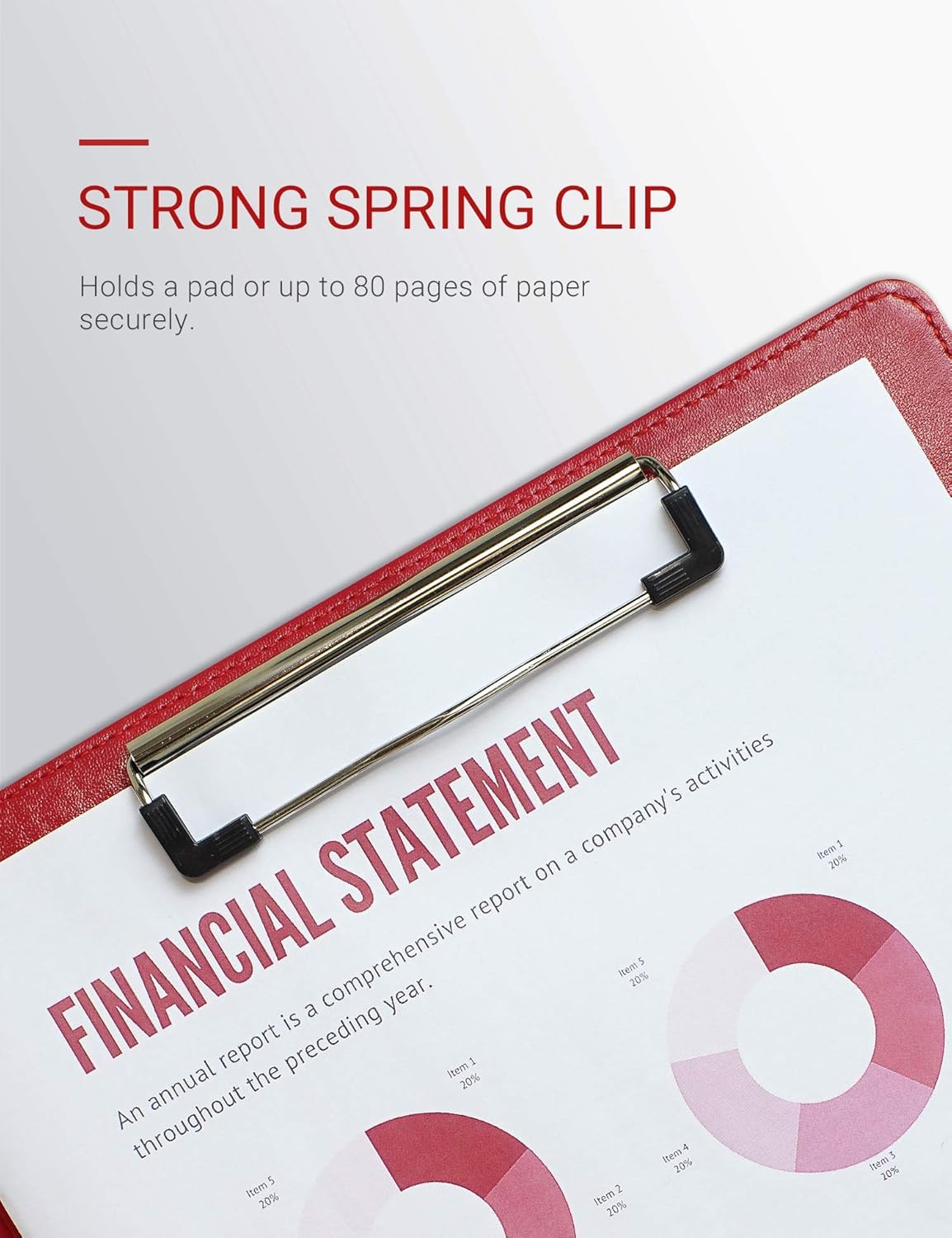 Mymazn Padfolio Clipboard Folder Portfolio, Faux Leather Storage Clipboard with Cover for Legal Pad Holder Letter Size A4 Writing Pad for Business School Office Conference Notepad Clip Boards (Red)