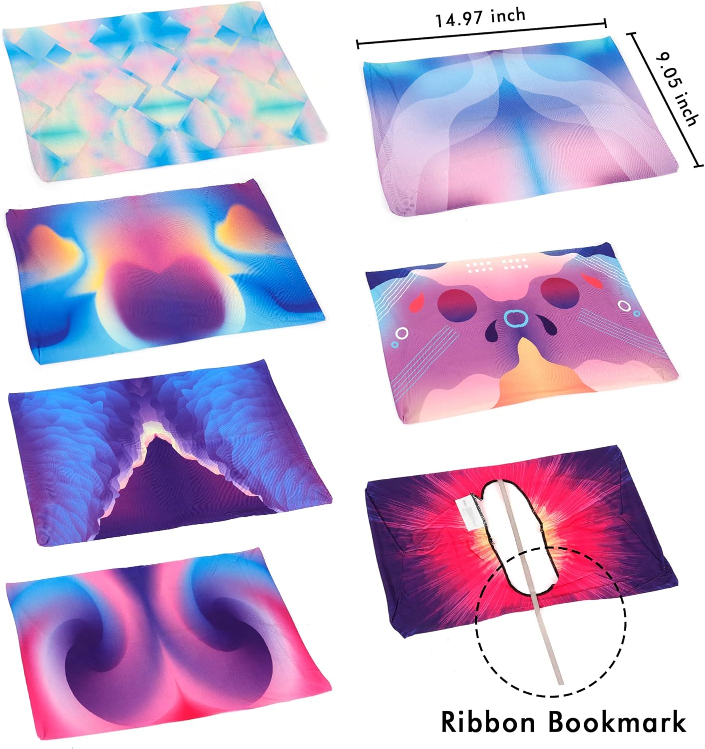 Feela 7 Pack Neon Pattern Jumbo Fabric Book Covers, Washable Durable Reusable Nylon, Stretchable for Hardcover Textbooks & Notebooks up to 9'x11'