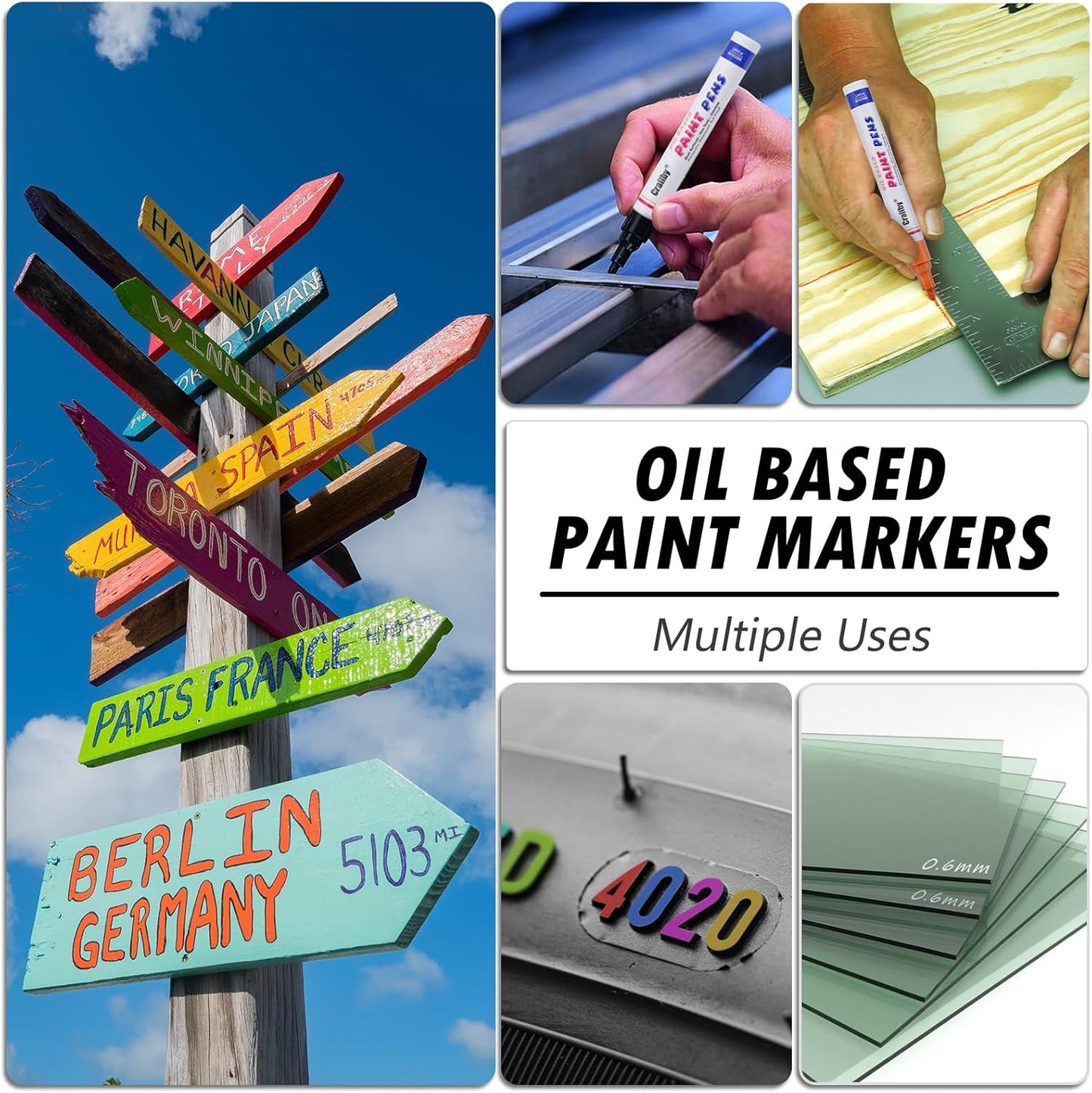 Red Paint Markers, 3 Pack Oil-Based Waterproof Quick Dry Permanent Paint Pen Set for Rocks Painting, Wood, Fabric, Plastic, Canvas, Glass, Mugs, Metal, Tire, Stone, DIY Craft