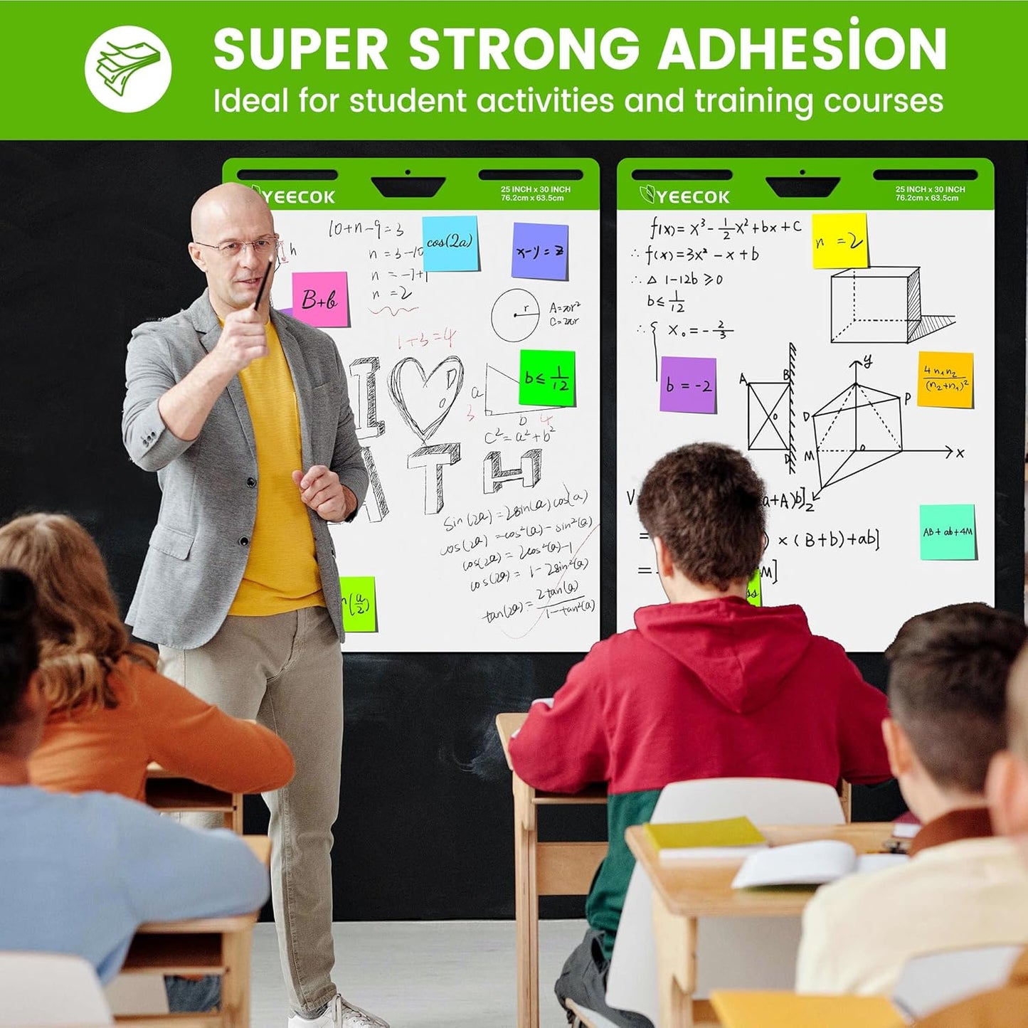 Sticky Easel Pad 25 in x 30 in, 30 Sheets/Pad, 4 Pads/Pack, Sticky Flip Chart Paper for Teachers, Super Sticking Power & Bleed-Resistant