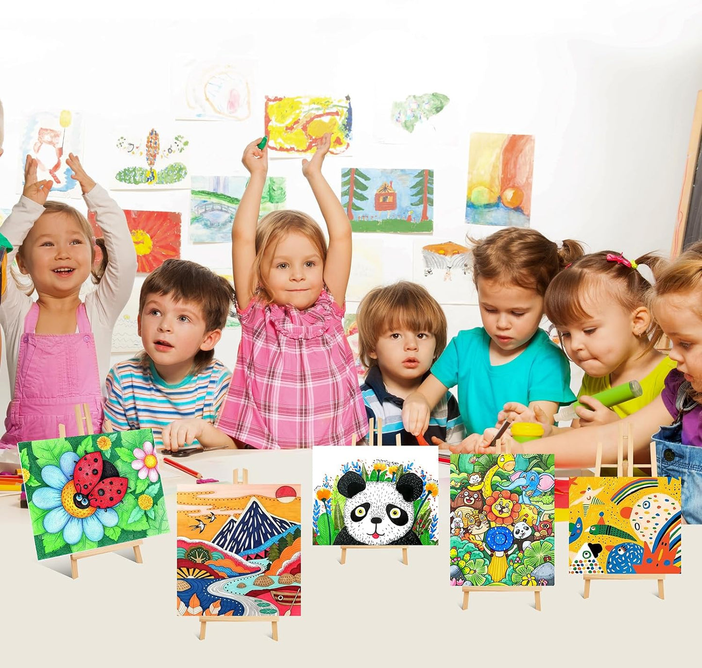 ESRICH 24 Pack 11.8" Wood Easels,Tabletop Easel for Painting,Painting Party, Displaying Canvases, Kids Student Table School Desktop, Portable Canvas Photo Picture Sign Holder