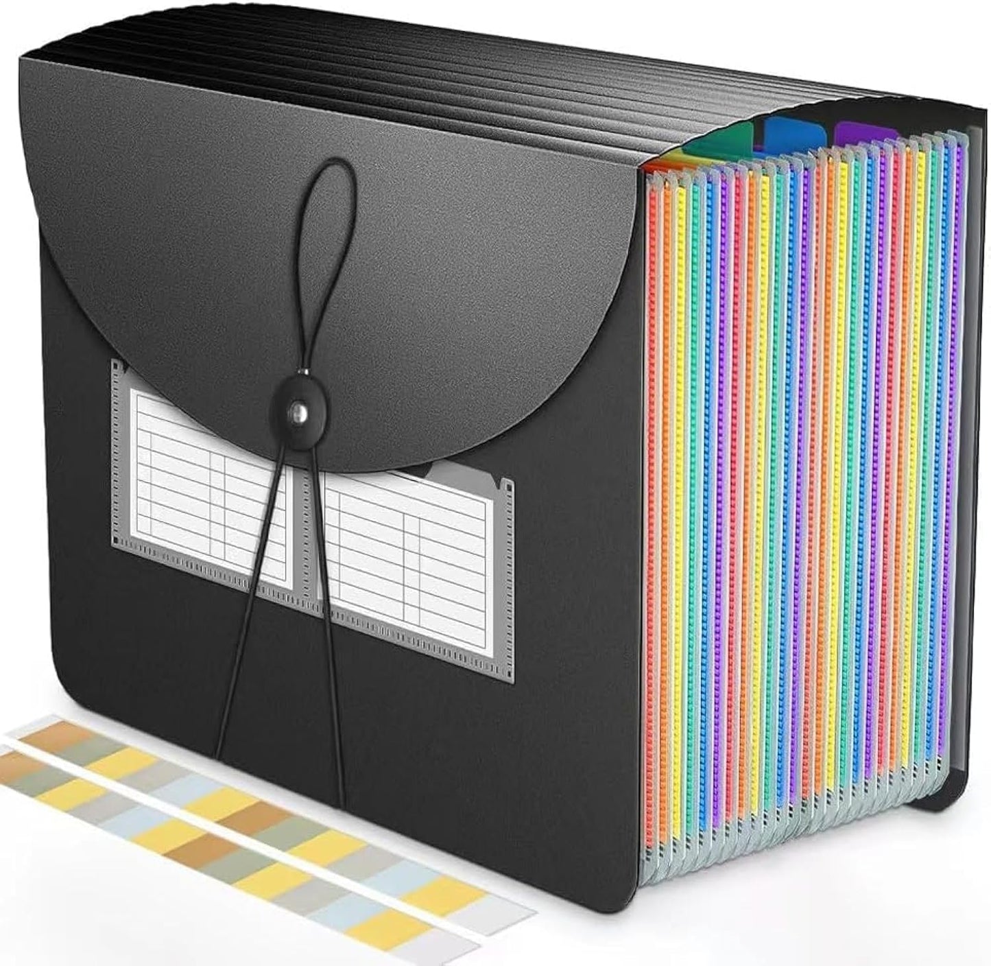 Accordion File Organizer Expanding File Folders,25 Pockets Document Organizer,Plastic Accordian File Folder,Expandable Bill Paper Documents Receipt Filing Box,A4 / Letter Size,2 Colored Tabs