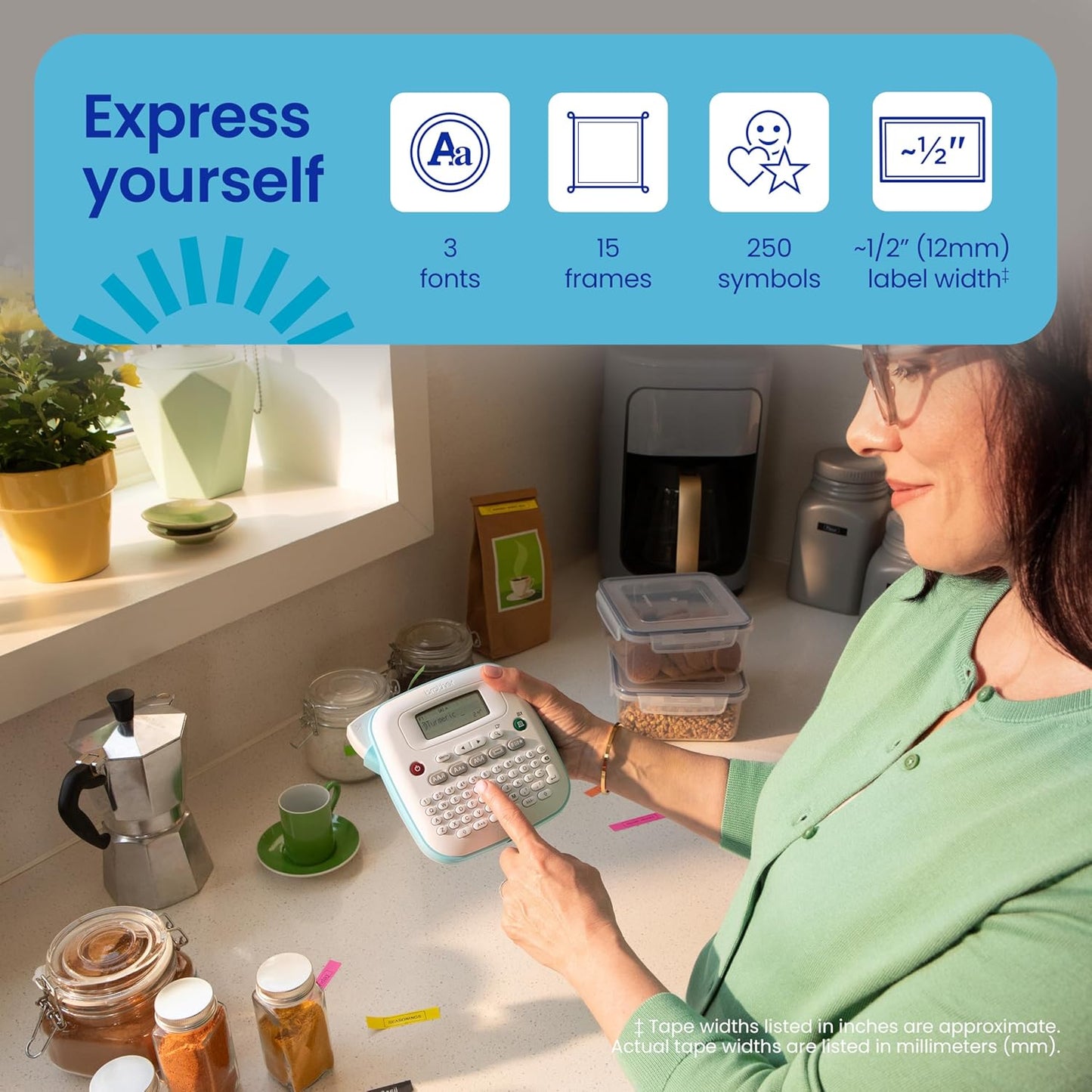 Brother P-Touch PT-N20 Personal Desktop Label Maker, Portable, Handheld and Prints, P-Touch Btag ~½” (12mm) Wide Color Personalized Label Tapes