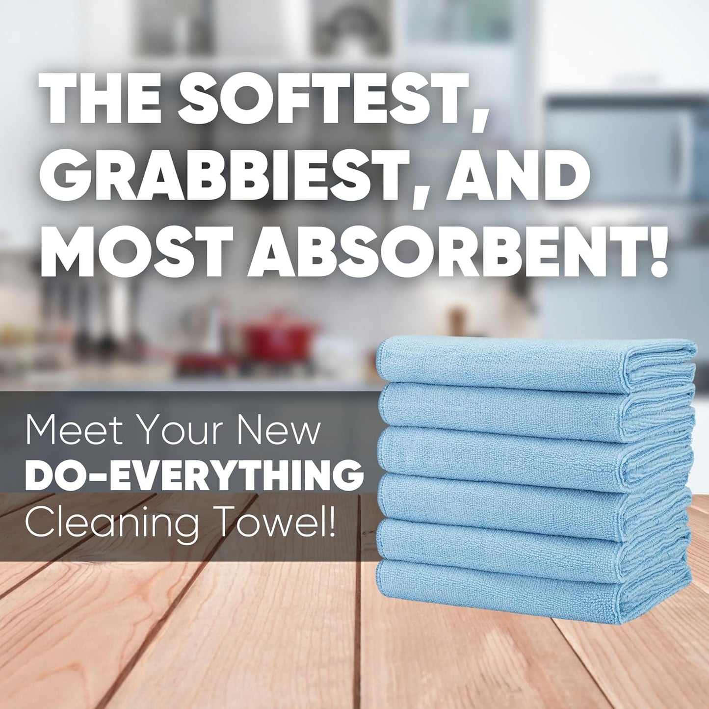 Microfiber Wholesale 16" x 24" Pro Multi Surface Microfiber Towels | 6 Pack (Blue)