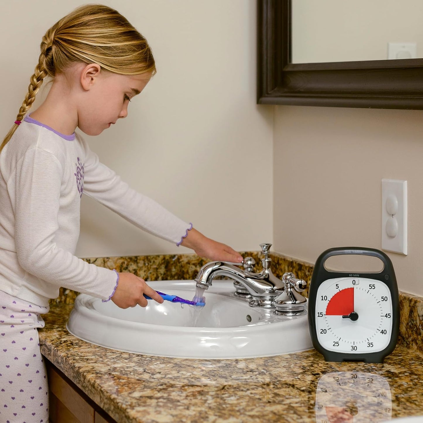 TIME TIMER PLUS 60 Minute Desk Visual Timer - Countdown Timer with Portable Handle for Classroom, Office, Homeschooling, Study Tool with Silent Operation (Charcoal)