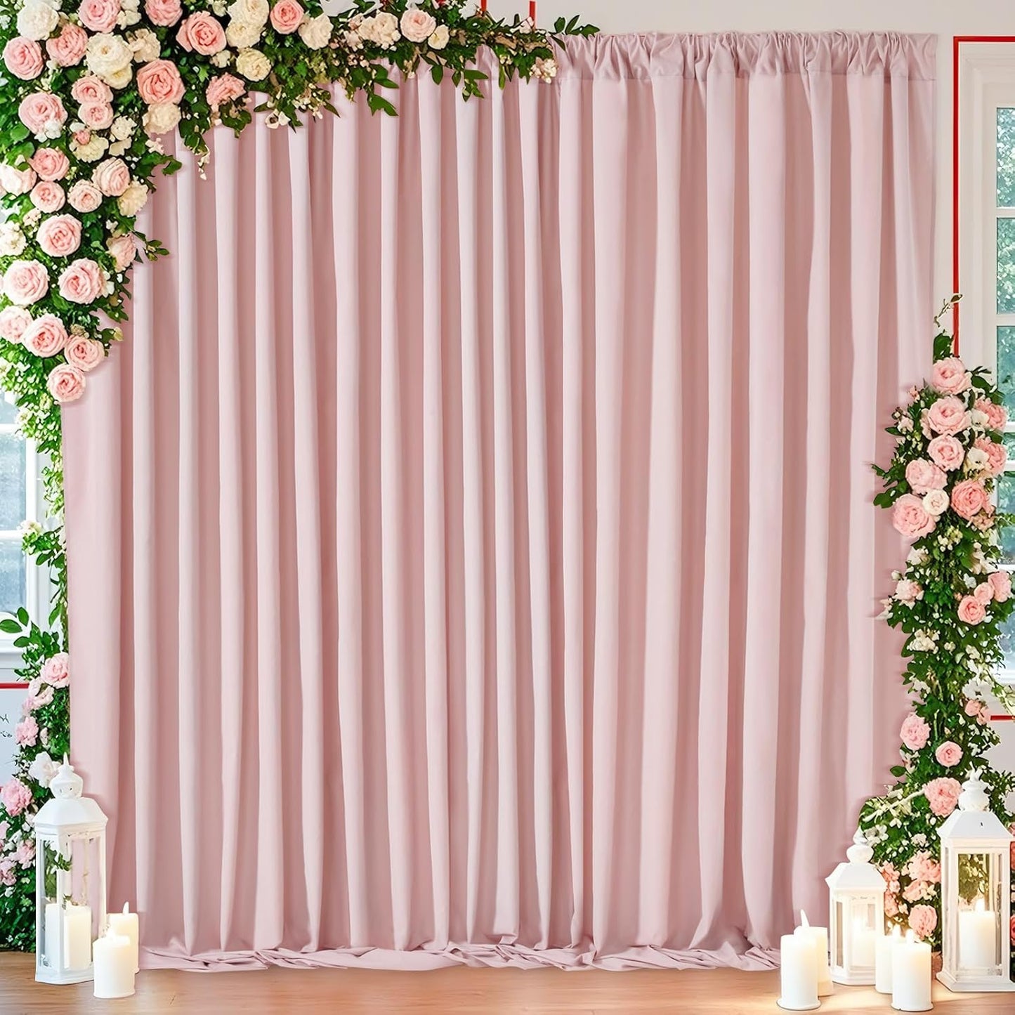 Dusty Rose Polyester Backdrop Curtains: 30ft x 10ft Photography Backdrop Drapes - for Baby Shower Birthday Party Decorations