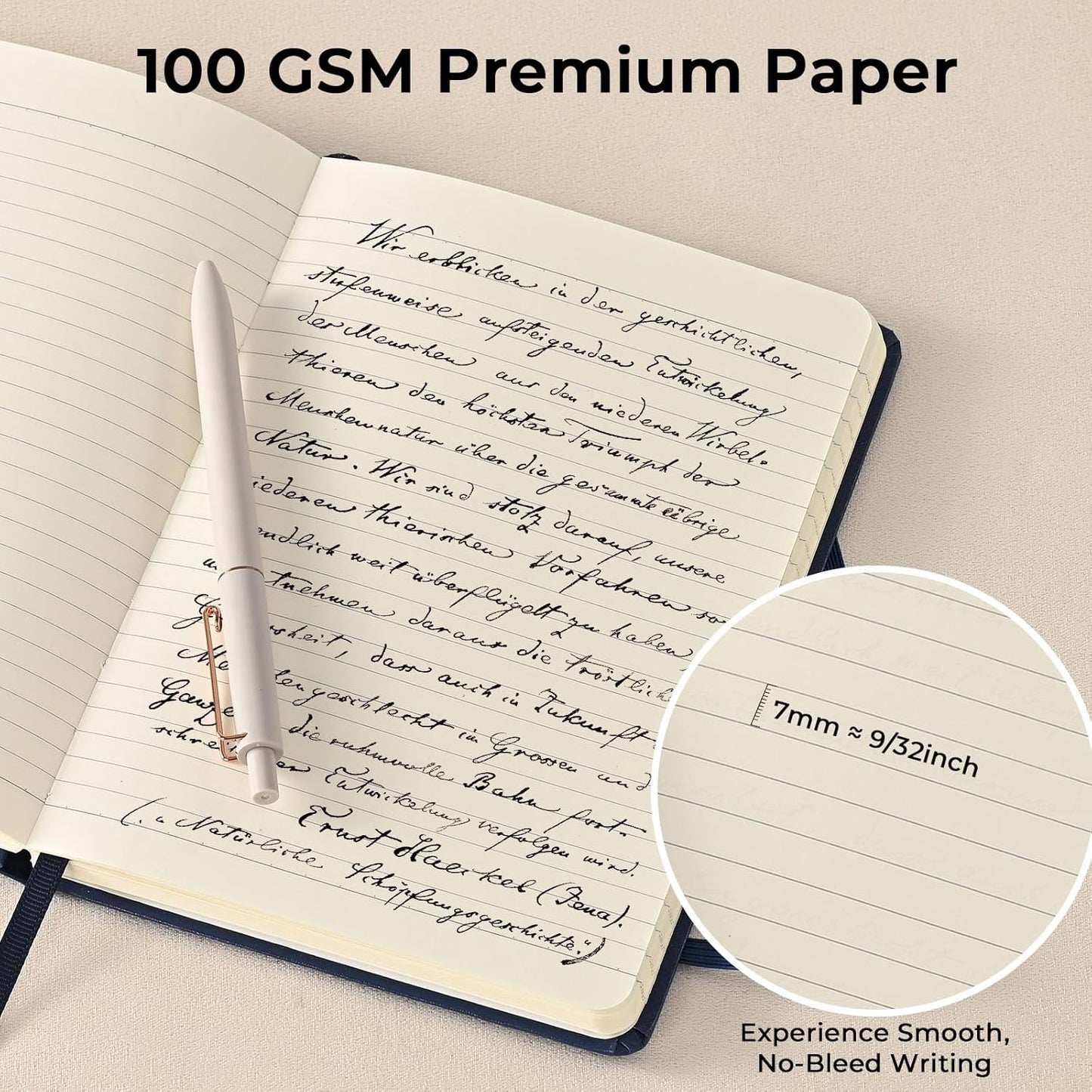 SUIN A5 Hardcover Notebook, 5.5" x 8.3", 100gsm, 160 Pages, Journal for Writing, Notebooks for work - No-Bleed Paper, Inner Pocket, Elastic Closure & Ribbon Bookmark, Black-8Pack