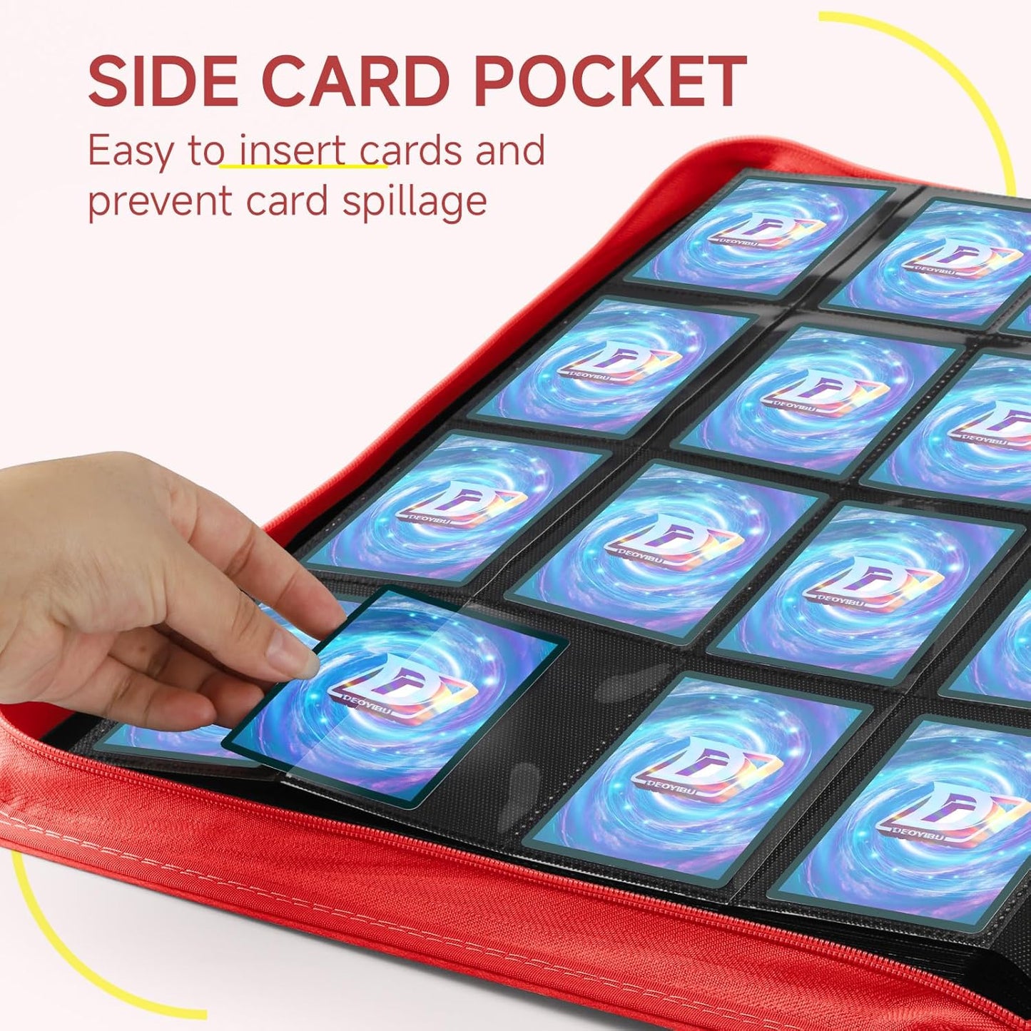 Card Binder with 1024 Cards,16 Pocket Trading Card Binder Includes 32 Page Storage Sleeves,Collection Card Album,Card Holder to Organize and Protect Cards,Red