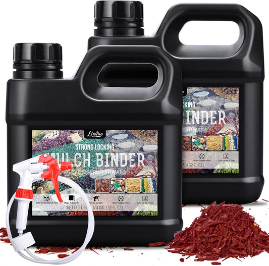Mulch Glue - 0.5 Gallon / 64oz Mulch Adhesive Gravel Binder with Applicator for Landscaping, Garden - Non Toxic Ready to Use Landscape Lock Glue Mulches Stabilizer for Pea Gravel, Rock, Stones, Bark