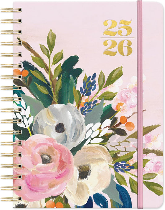 Orange Circle Studio Academic Planner 2025-2026, Amazon Exclusive, Bella Flora, Tri-Tab Planners, 17-Month Triple-Section, August 2025 to December 2026, 9.6" x 7", Weekly Monthly Planner Calendar for School or Work, Note Pages