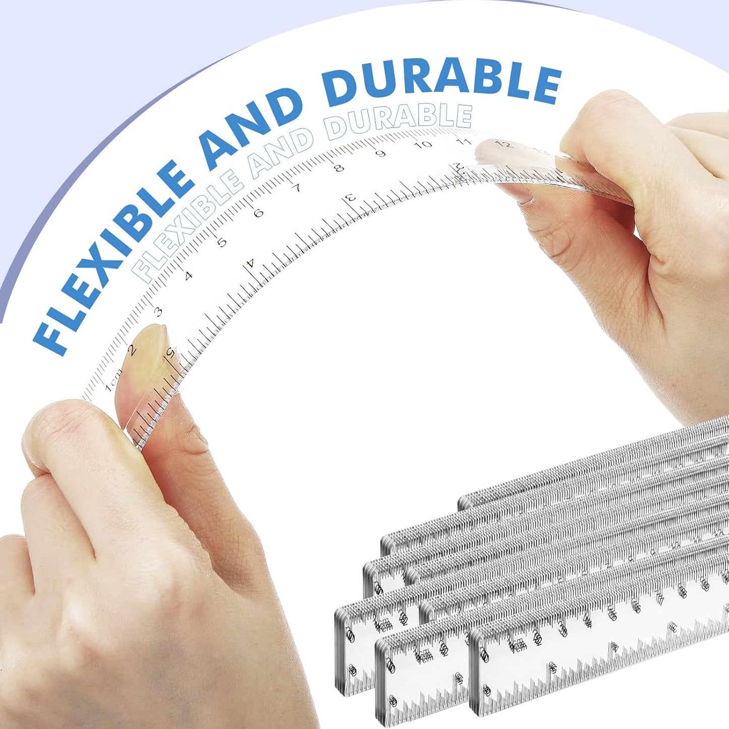 Zonon 200 Pcs 6 Inch Rulers Bulk Clear Plastic Flexible Straight Rulers with Inches and Centimeters First Day of School Gift for Students Back to School Office Supplies