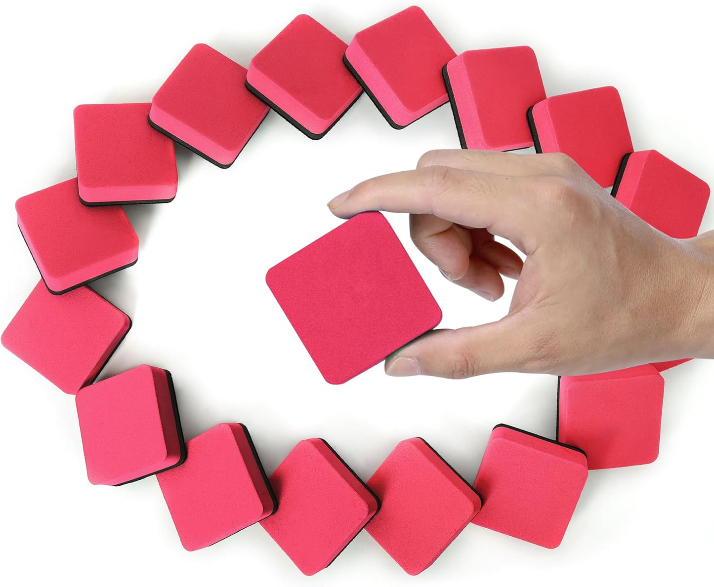 Dry Erase Erasers, 48 Pack Magnetic Whiteboard & Chalkboard Cleansers, Small Magnetic Erasers (Red)