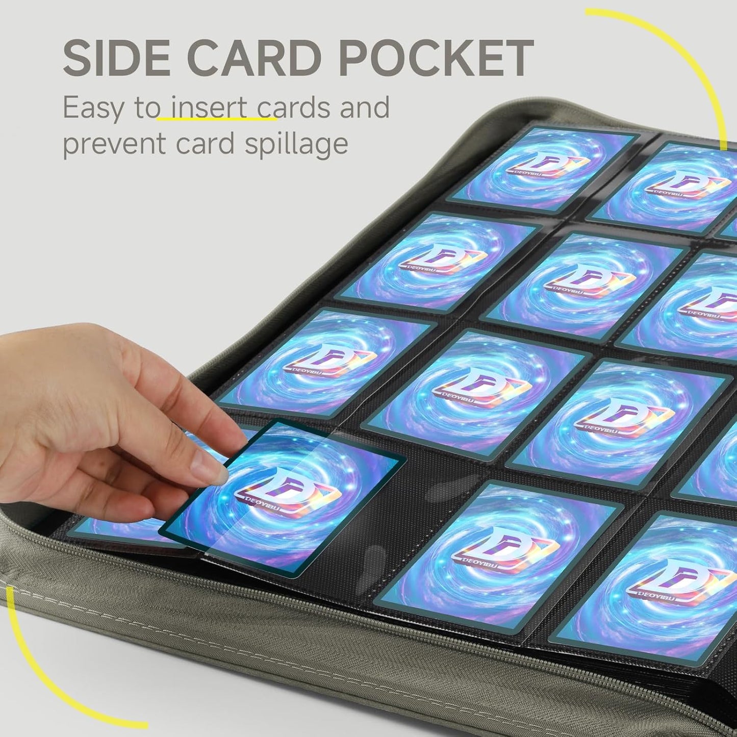 Card Binder with 1024 Cards,16 Pocket Trading Card Binder Includes 32 Page Storage Sleeves,Collection Card Album,Card Holder to Organize and Protect Cards,Grey