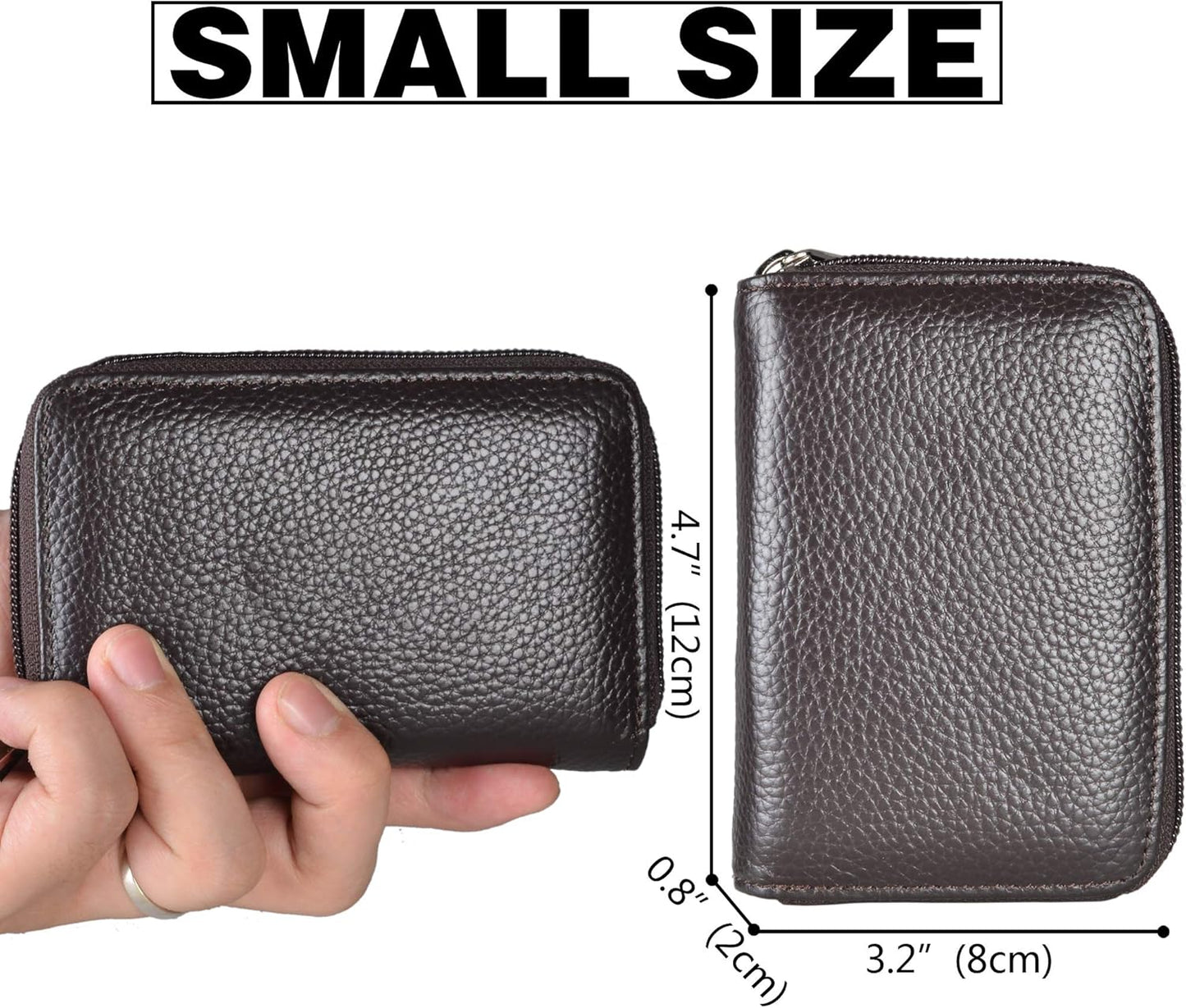 Easyoulife Genuine Leather Credit Card Holder Zipper Wallet With 26 Card Slots