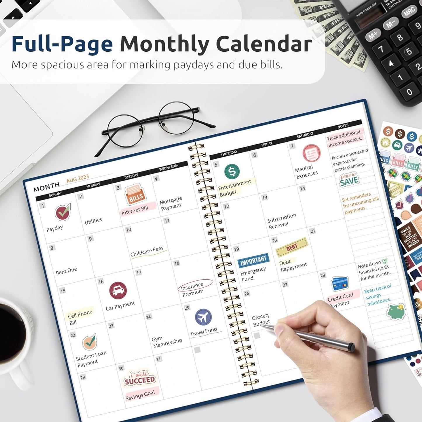 Aesthetic Budget Planner - Monthly Finance Planner with Expense Tracker Notebook, Undated Bill Organizer to Manage Your Finances, Account Book with Colorful Pattern-Sunset