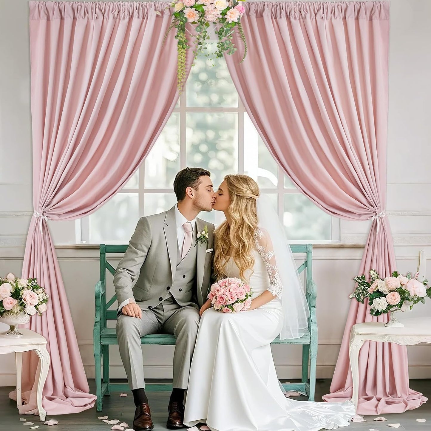 Dusty Rose Polyester Backdrop Curtains: 30ft x 10ft Photography Backdrop Drapes - for Baby Shower Birthday Party Decorations