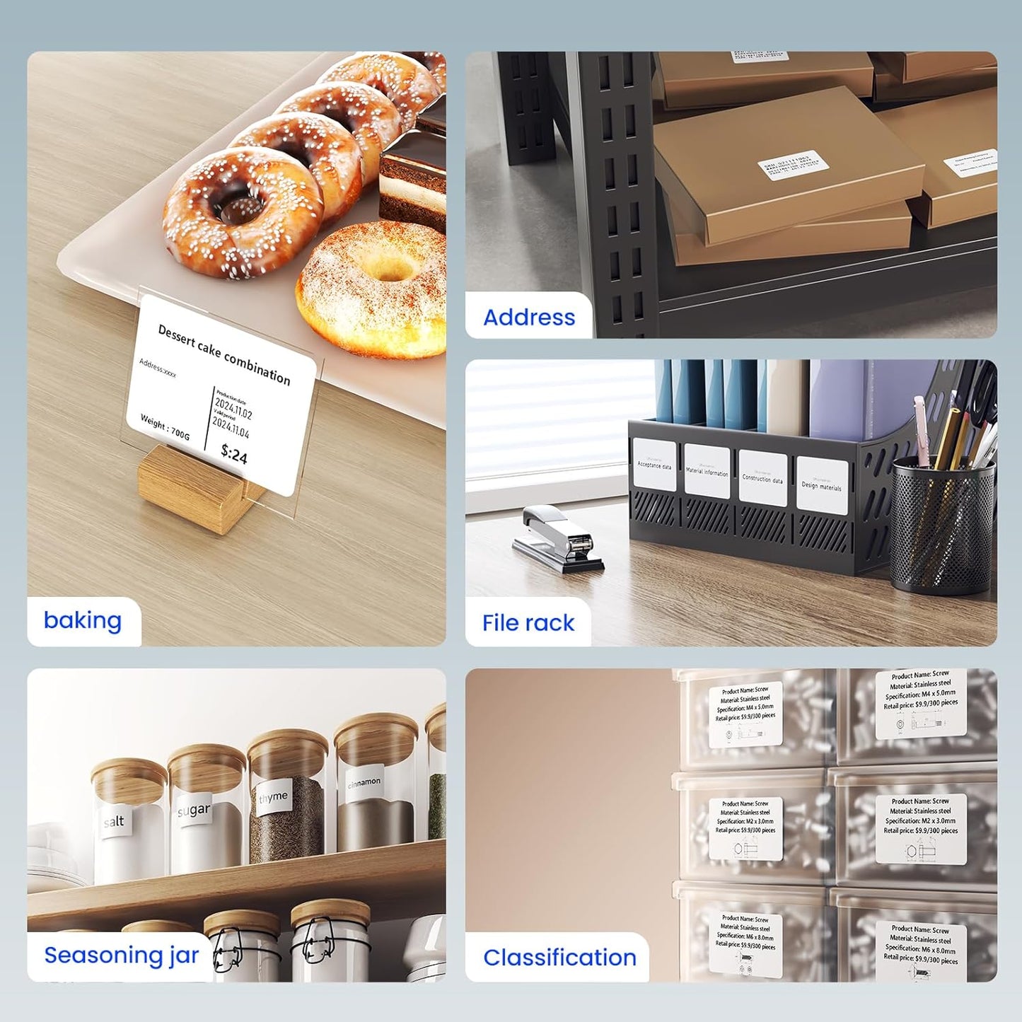 CLABEL Thermal Label Maker Machine: 221B Mini Sticker Printer Barcode Printer Inkless Label Printer Compatible with Clothing Price Labeling with 1 Roll of 50x30mm Label(Gray White)