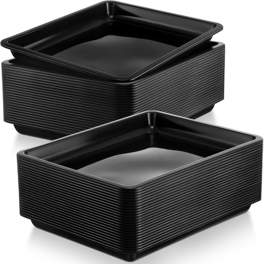 Maitys 24 Pcs Plastic Art Trays 11 x 8.7 x 1 Inch Activity Craft Tray Organizer Serving Tray Stackable Storage Sand Trays for School Painting Beads Crafts DIY Projects(Black)
