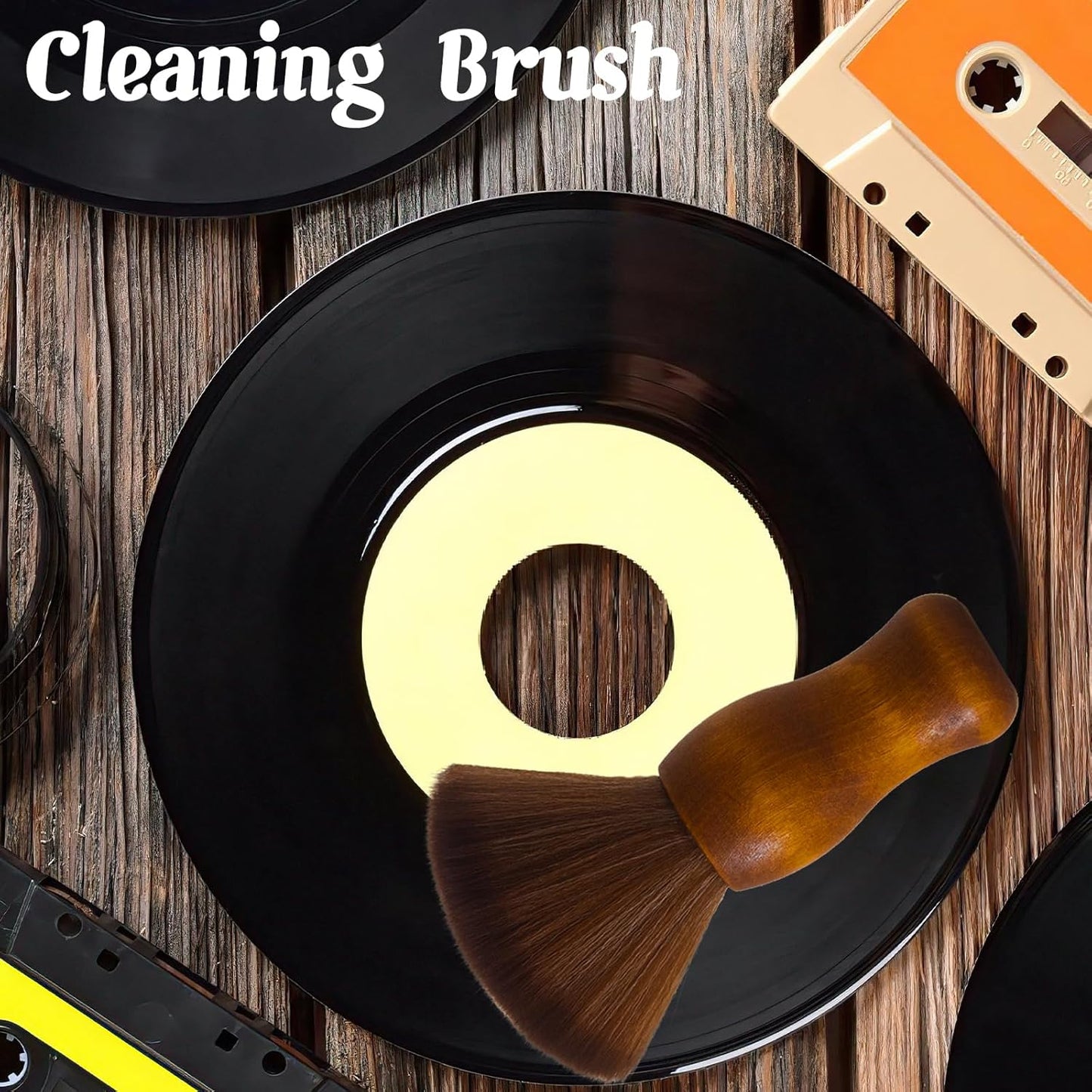 Turntable Vinyl Record Brush, Anti-Static Dust Record Cleaning Brush for Vinyl Albums LP CD Cartridge (Brown)
