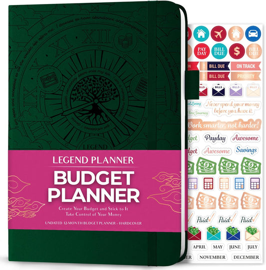 Legend Budget Planner – Financial Organizer Book. Money Account & Expense Tracker Notebook Journal for Household Monthly Budgeting (Dark Green)