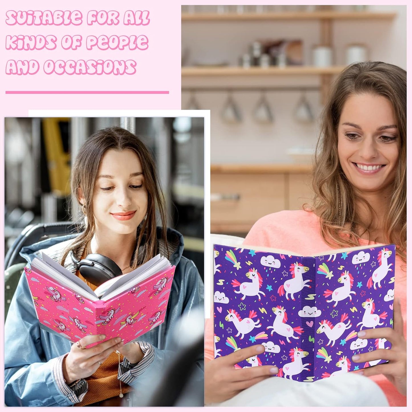 6 Pack Stretchable Book Cover Jumbo Fabric Book Covers Colorful Pattern Print Book Protector Washable Reusable Protective Textbook Cover for Hardcover Textbooks up to 9 x 11 Inch (Unicorn Pattern)