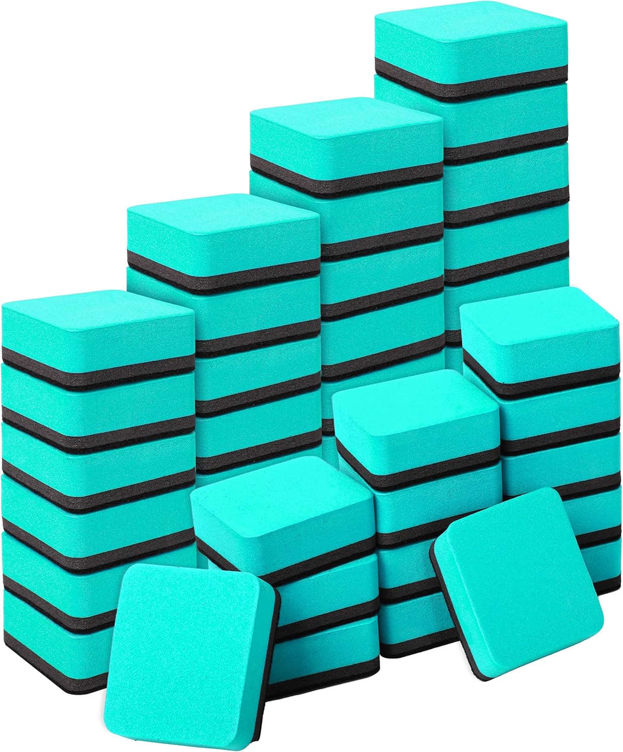 Dry Erase Erasers, 48 Pack Magnetic Whiteboard & Chalkboard Cleansers, Small Magnetic Erasers (Green)