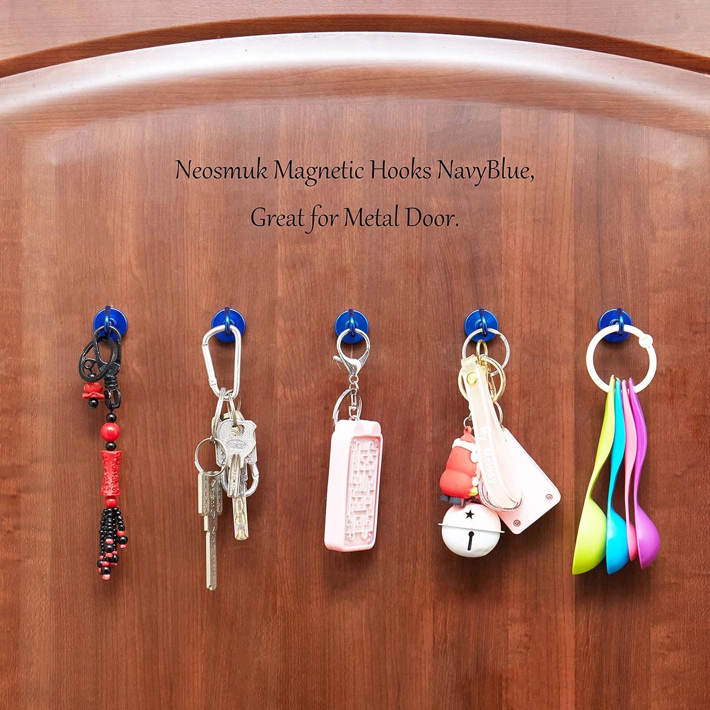 Neosmuk Magnetic Hooks,Heavy Duty Earth Magnets with Hook for Refrigerator, Extra Strong Cruise Hook for Hanging, Magnetic Hanger for Cabins, Grill (Navyblue, Pack of 4)