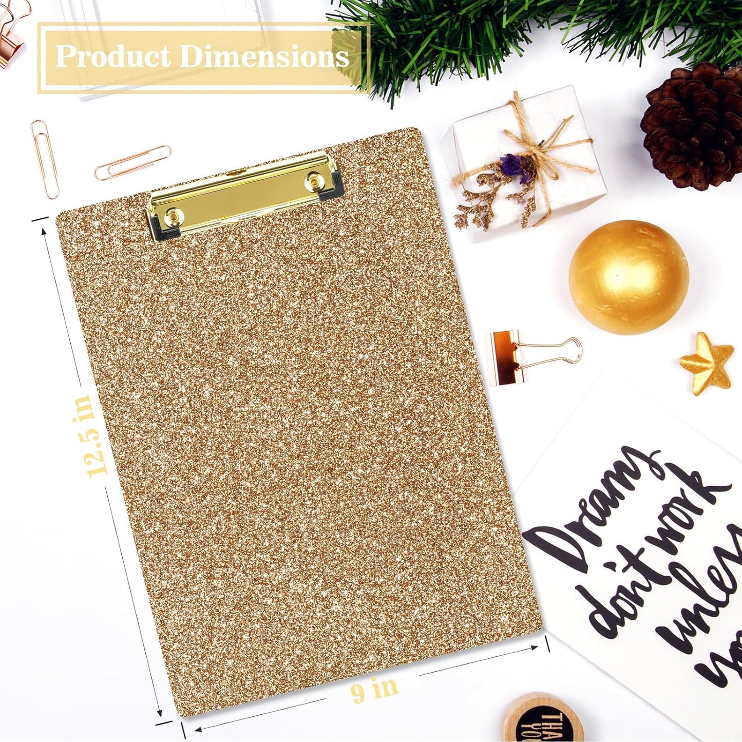 Hongri Plastic Acrylic Glitter Clipboard, 8.5x11" Stardard Letter A4 Size Clipboards for Classroom, Taecher, Women.Cute Confetti Clip Board, Office Supplies, School Supplies.