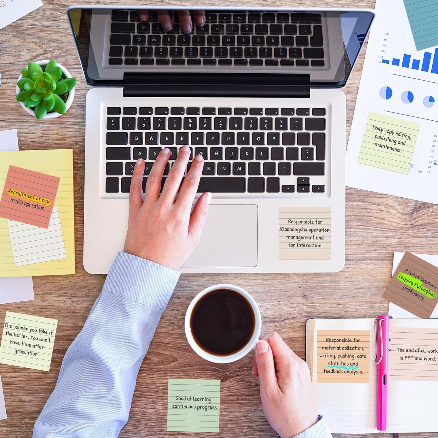 (18 Pack) Lined Sticky Notes 3x3 in Post, Vintage Colors, Sticky Pads, Strong Adhesive, Recyclable, Self-Stick Pads, Easy to Post for Home, Office, Notebook