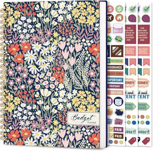 Aesthetic Budget Planner - Monthly Finance Planner with Expense Tracker, Undated Bill Organizer, Budget Notebook to Manage Your Finances, Account Budget Book with Colorful Pattern - Petite Blooms