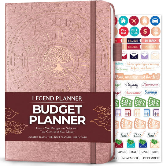 Legend Budget Planner– Deluxe Financial Planner Organizer & Budget Book Money Planner Account Book & Expense Tracker Notebook Journal for Household Monthly Budgeting & Personal Finance–Rose Gold Foil